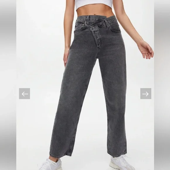 Agolde criss cross black high rise straight leg Jeans - Picture 1 of 6